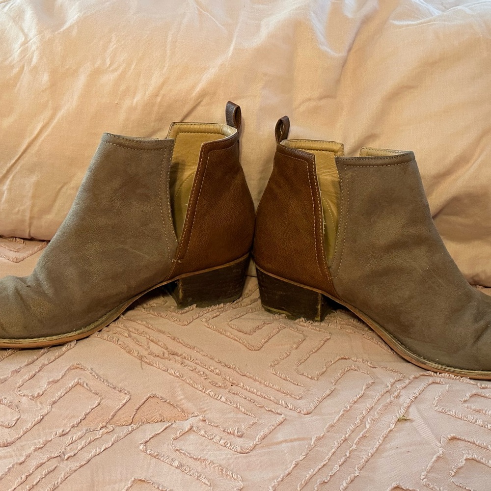 hippie laundry Taupe and Brown Suede Chelsea Ankle Booties